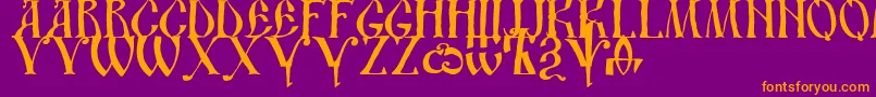 Dsusth2-Schriftart – Orangefarbene Schriften auf violettem Hintergrund