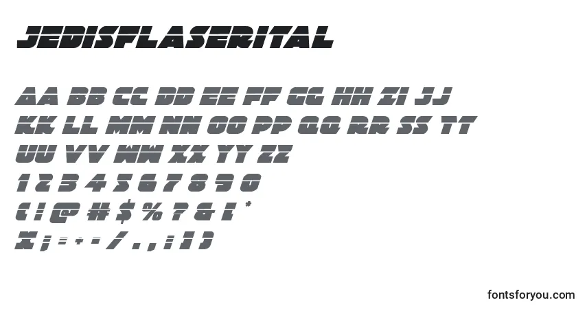 Czcionka Jedisflaserital – alfabet, cyfry, specjalne znaki