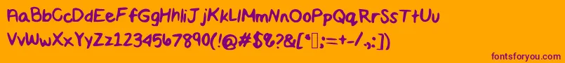 Maddiescript Font – Purple Fonts on Orange Background