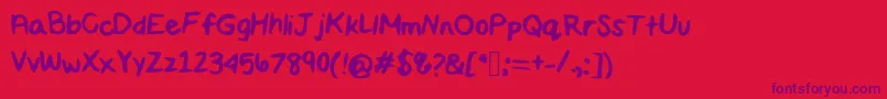 フォントMaddiescript – 赤い背景に紫のフォント
