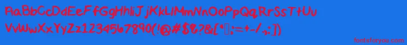 Maddiescript Font – Red Fonts on Blue Background