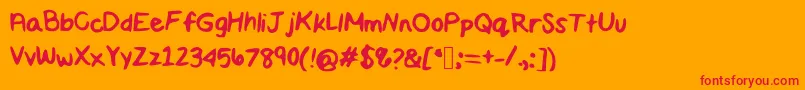 Maddiescript-Schriftart – Rote Schriften auf orangefarbenem Hintergrund