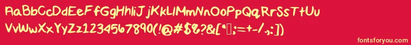 Maddiescript Font – Yellow Fonts on Red Background