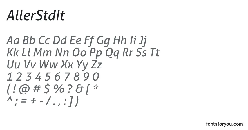 Шрифт AllerStdIt – алфавит, цифры, специальные символы