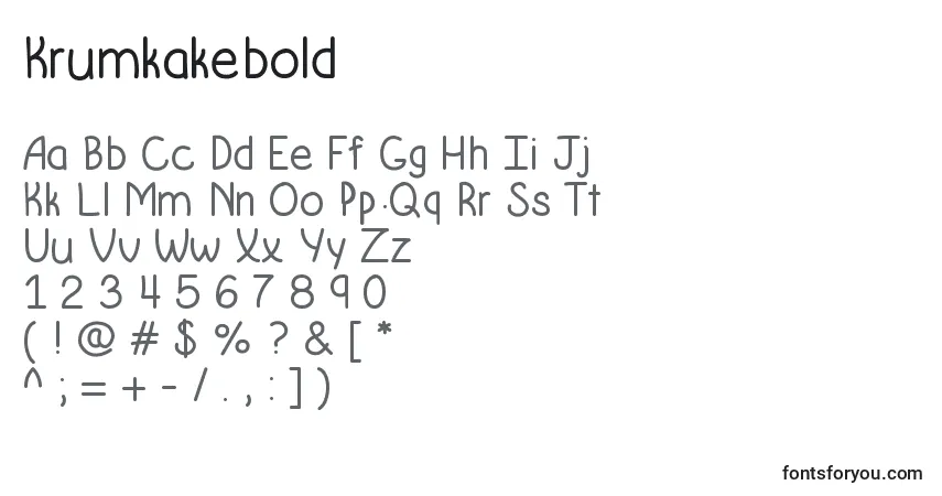 Czcionka Krumkakebold – alfabet, cyfry, specjalne znaki