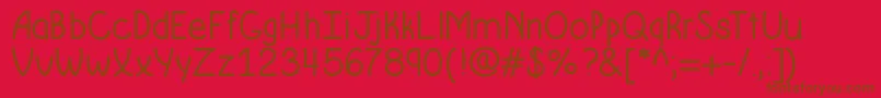 Krumkakebold-Schriftart – Braune Schriften auf rotem Hintergrund