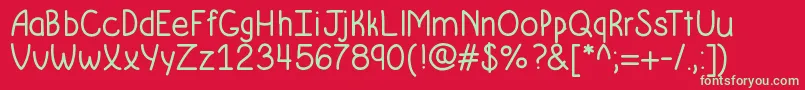 Krumkakebold-Schriftart – Grüne Schriften auf rotem Hintergrund