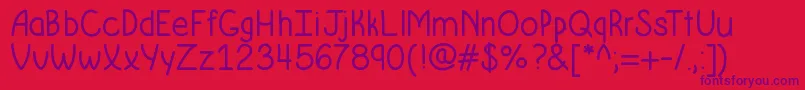 Krumkakebold-Schriftart – Violette Schriften auf rotem Hintergrund