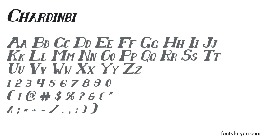 Schriftart Chardinbi – Alphabet, Zahlen, spezielle Symbole