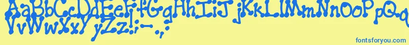 PenstitchingNormal Font – Blue Fonts on Yellow Background