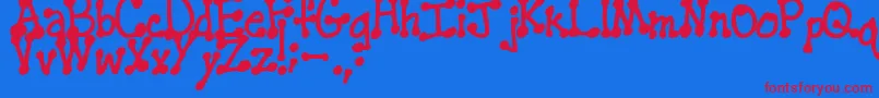 フォントPenstitchingNormal – 赤い文字の青い背景