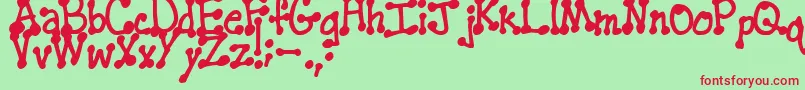 PenstitchingNormal Font – Red Fonts on Green Background