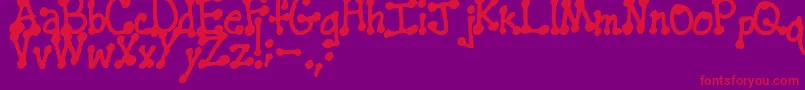 PenstitchingNormal-Schriftart – Rote Schriften auf violettem Hintergrund