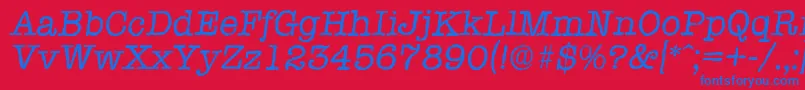 TypewriterantiqueItalic Font – Blue Fonts on Red Background