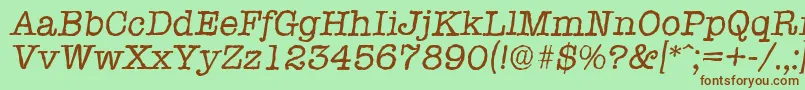 TypewriterantiqueItalic Font – Brown Fonts on Green Background