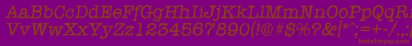 TypewriterantiqueItalic Font – Brown Fonts on Purple Background