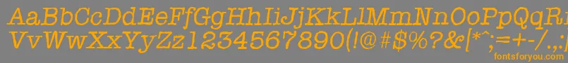 TypewriterantiqueItalic-Schriftart – Orangefarbene Schriften auf grauem Hintergrund