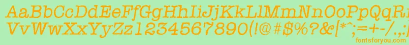 フォントTypewriterantiqueItalic – オレンジの文字が緑の背景にあります。