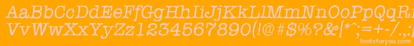 TypewriterantiqueItalic-fontti – vaaleanpunaiset fontit oranssilla taustalla