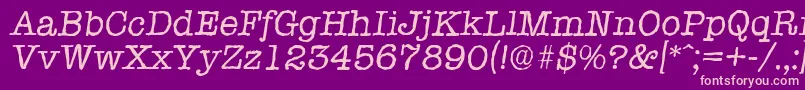 フォントTypewriterantiqueItalic – 紫の背景にピンクのフォント