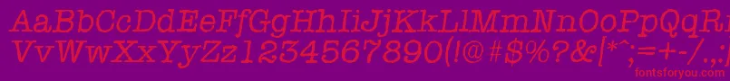 TypewriterantiqueItalic Font – Red Fonts on Purple Background