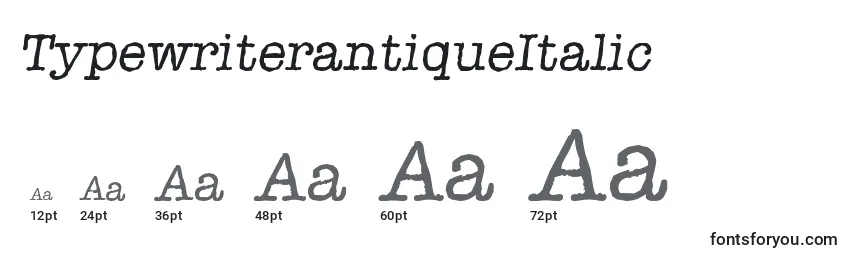 Размеры шрифта TypewriterantiqueItalic