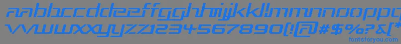 RepublikaIiiExpItalic-Schriftart – Blaue Schriften auf grauem Hintergrund