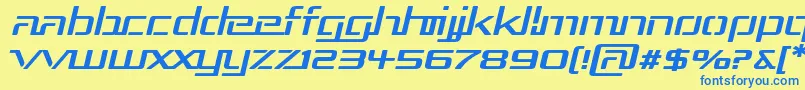 フォントRepublikaIiiExpItalic – 青い文字が黄色の背景にあります。