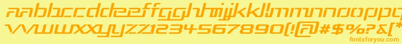 Fonte RepublikaIiiExpItalic – fontes laranjas em um fundo amarelo