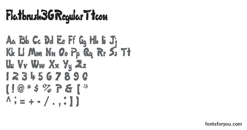 Czcionka Flatbrush36RegularTtcon – alfabet, cyfry, specjalne znaki