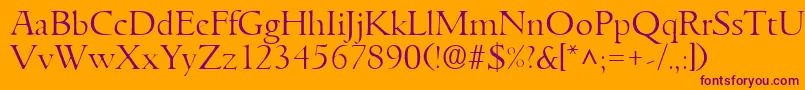 More about GoudyitalianlhRegular Font GoudyitalianlhRegular Font – Purple Fonts on Orange Background