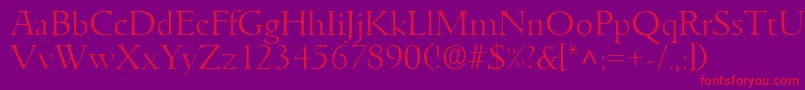 GoudyitalianlhRegular Font – Red Fonts on Purple Background