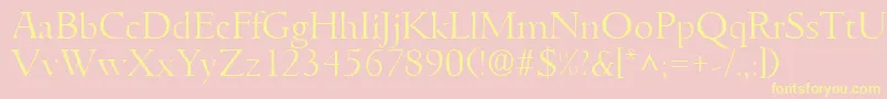 GoudyitalianlhRegular-Schriftart – Gelbe Schriften auf rosa Hintergrund
