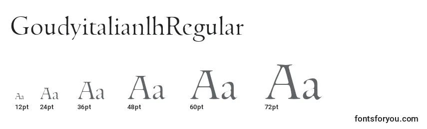 Размеры шрифта GoudyitalianlhRegular