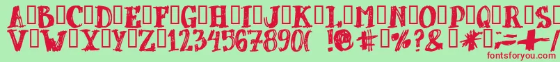 Dubbel ffy Font – Red Fonts on Green Background