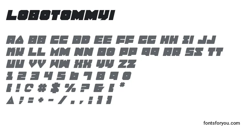 Schriftart Lobotommyi – Alphabet, Zahlen, spezielle Symbole