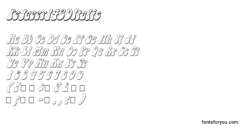 Шрифт FzJazzy143DItalic – алфавит, цифры, специальные символы
