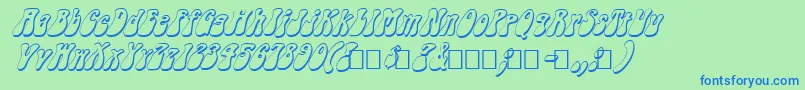 FzJazzy143DItalic-Schriftart – Blaue Schriften auf grünem Hintergrund