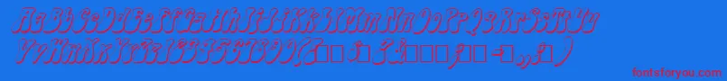 FzJazzy143DItalic-Schriftart – Rote Schriften auf blauem Hintergrund