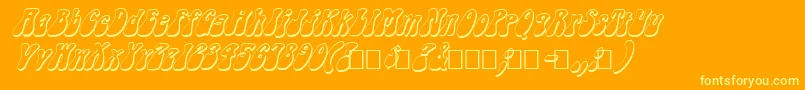 FzJazzy143DItalic-fontti – keltaiset fontit oranssilla taustalla