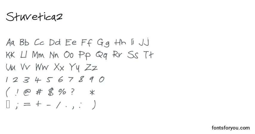 A fonte Stuvetica2 – alfabeto, números, caracteres especiais