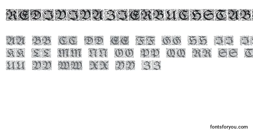 RedivivaZierbuchstaben-fontti – aakkoset, numerot, erikoismerkit