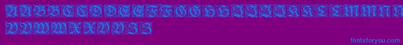 RedivivaZierbuchstaben-Schriftart – Blaue Schriften auf violettem Hintergrund