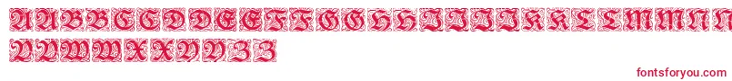 RedivivaZierbuchstaben-fontti – punaiset fontit valkoisella taustalla