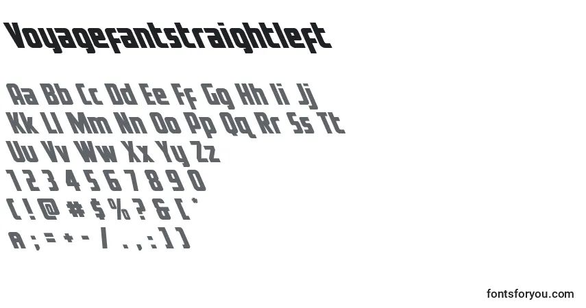 Czcionka Voyagefantstraightleft – alfabet, cyfry, specjalne znaki