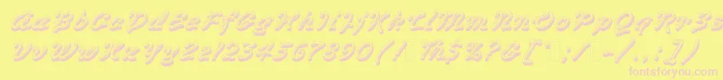 VegasLetPlain.1.0 Font – Pink Fonts on Yellow Background