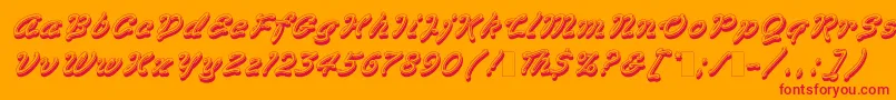 VegasLetPlain.1.0 Font – Red Fonts on Orange Background