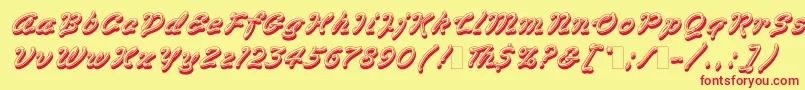 VegasLetPlain.1.0 Font – Red Fonts on Yellow Background