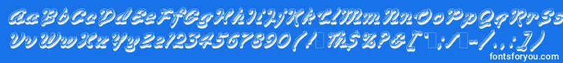 VegasLetPlain.1.0 Font – White Fonts on Blue Background
