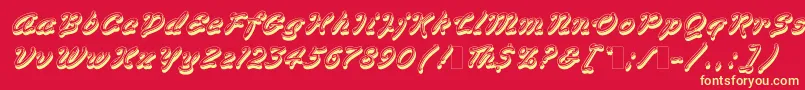 VegasLetPlain.1.0 Font – Yellow Fonts on Red Background